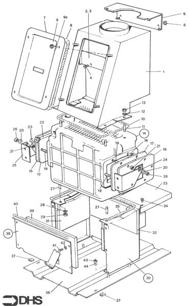 Exploded Diagram for HEAT EXCH. COMB. CHAMBER AND F