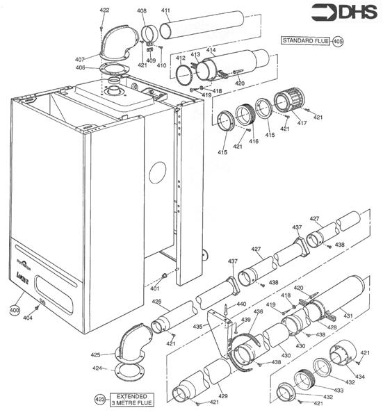 Exploded Diagram for 2,6 METRE VERTICAL FLUE ASSY