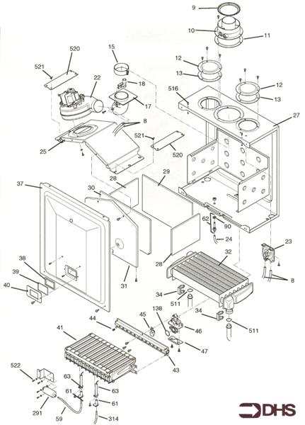 Exploded Diagram for COMB CHAMBER