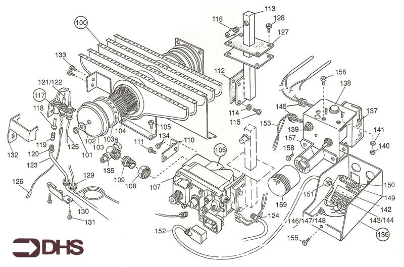 Exploded Diagram for GAS AND BOILER CONTROL ASSY