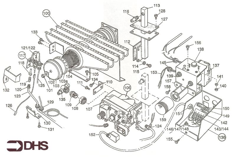 Exploded Diagram for GAS AND BOILER CONTROL ASSY