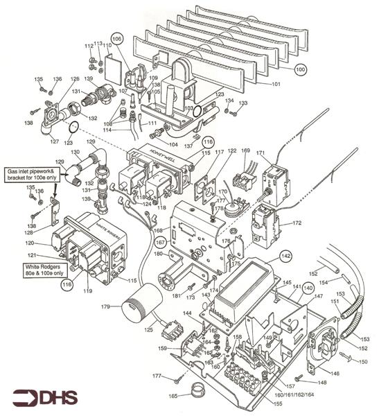 Exploded Diagram for GAS AND BOILER CONTROL ASSY