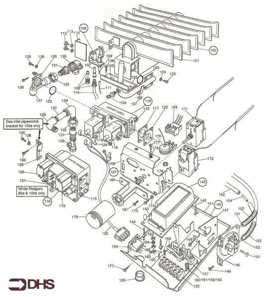 Exploded Diagram for GAS AND BOILER CONTROL ASSY