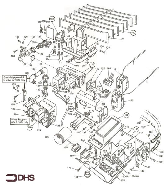 Exploded Diagram for GAS AND BOILER CONTROL ASSY