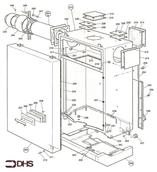 Exploded Diagram for CASING AND FLUE ASSY