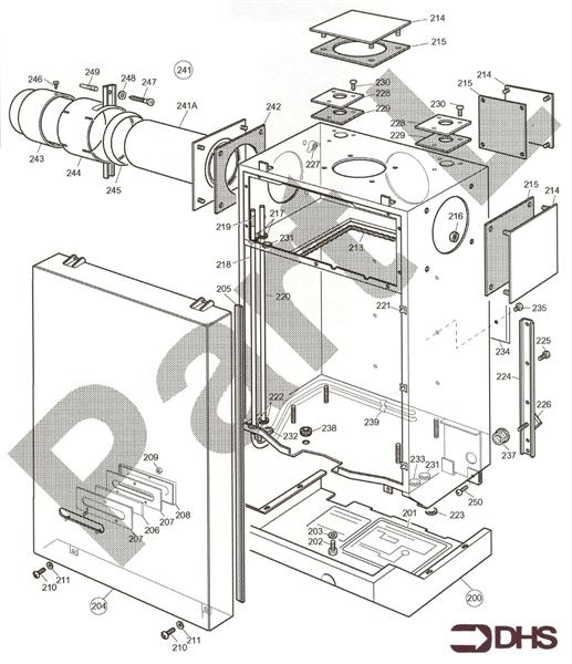 Exploded Diagram for CASING AND FLUE ASSY