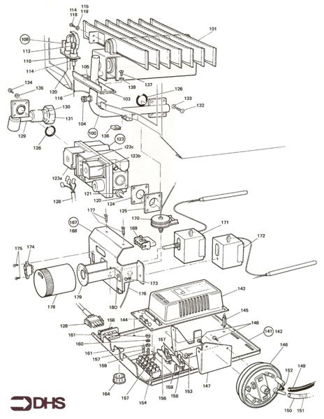 Exploded Diagram for GAS AND BOILER CONTROL ASSY
