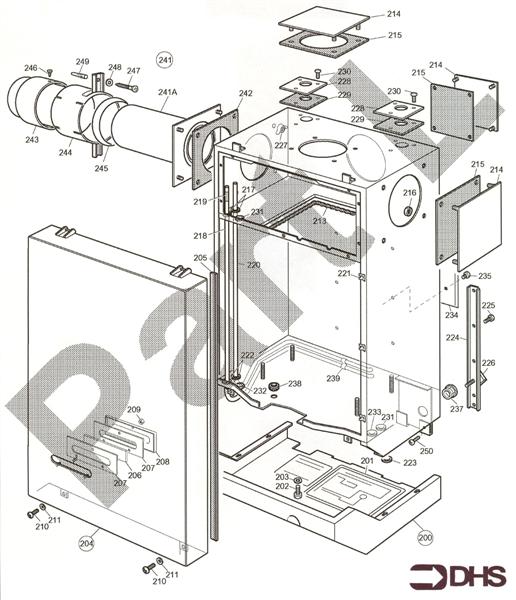 Exploded Diagram for CASING AND FLUE ASSY
