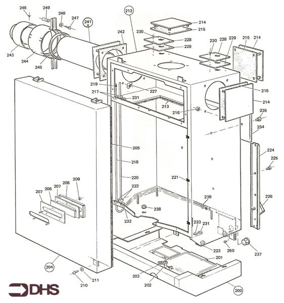 Exploded Diagram for CASING AND FLUE ASSY