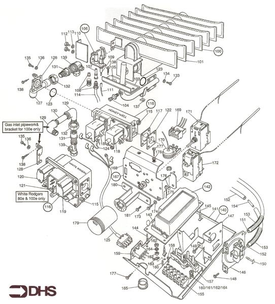 Exploded Diagram for GAS AND BOILER CONTROL ASSY