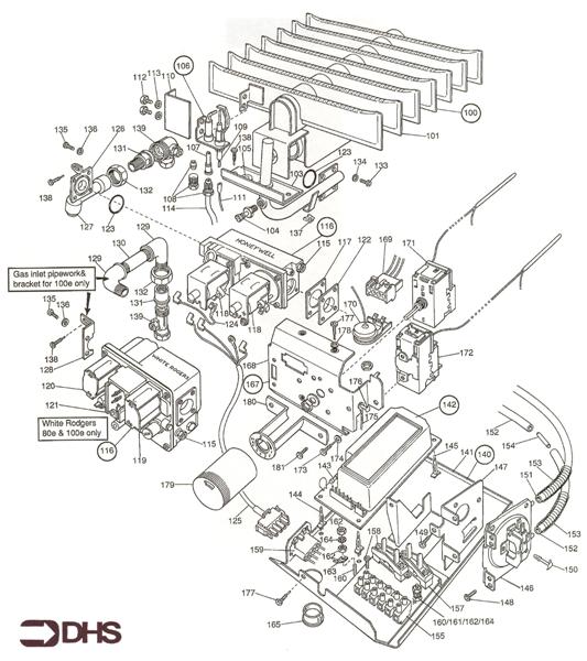 Exploded Diagram for GAS AND BOILER CONTROL ASSY
