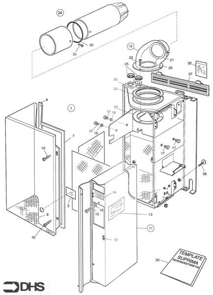 Exploded Diagram for OUTER CASE FLUE ASSY