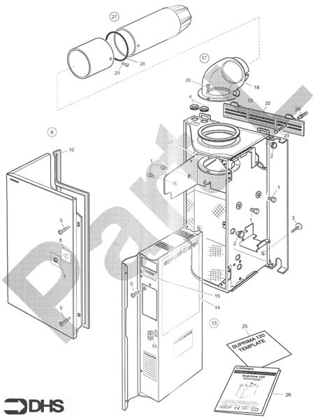 Exploded Diagram for CASE AND FLUE ASSY