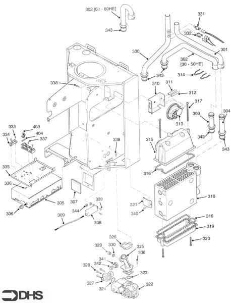 Exploded Diagram for CONTROLS & SEC. HEAT EXCH