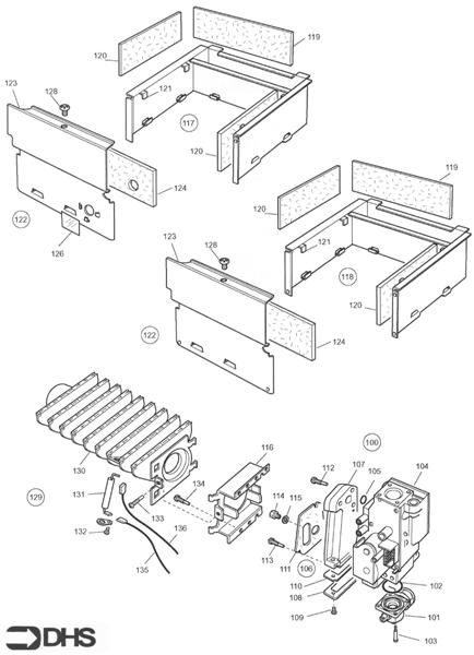 Exploded Diagram for GAS ASSY - COMB CHAMBER