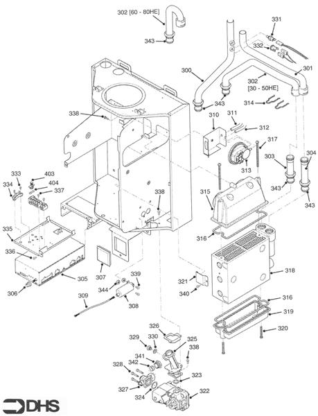 Exploded Diagram for CONTROLS & SEC. HEAT EXCH