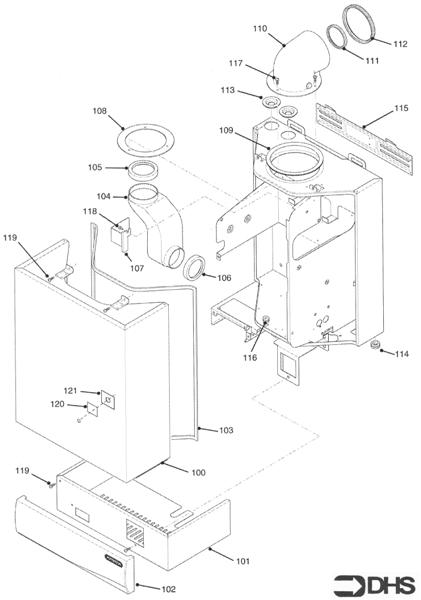 Exploded Diagram for OUTER CASE - FLUE ASSY