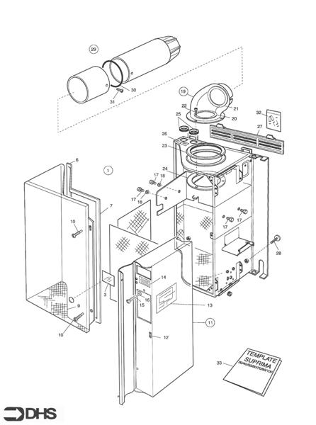 Exploded Diagram for OUTER CASE FLUE ASSY