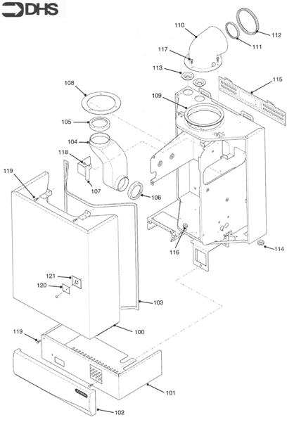 Exploded Diagram for OUTER CASE - FLUE ASSY