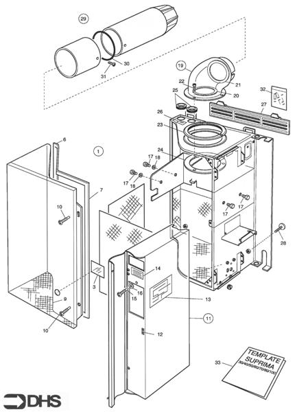 Exploded Diagram for OUTERCASE FLUE ASSY