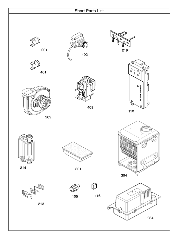 Exploded Diagram for SHORT PARTS LIST