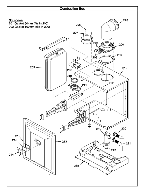 Exploded Diagram for COMBUSTION BOX