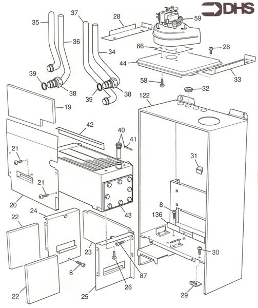 Exploded Diagram for COMBUSTION BOX / HEAT XCR. ASS