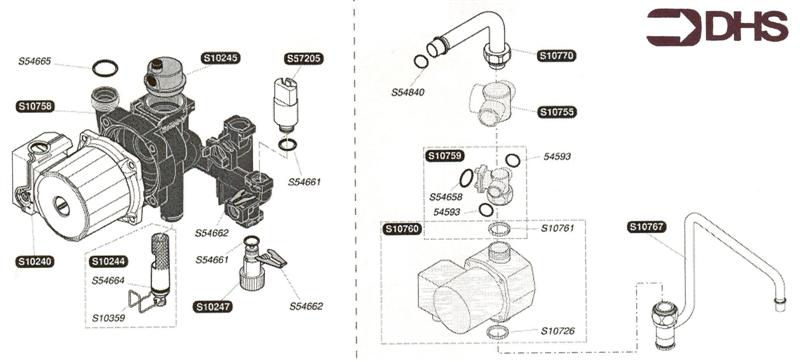 Exploded Diagram for PUMP AND FLUE SENSOR
