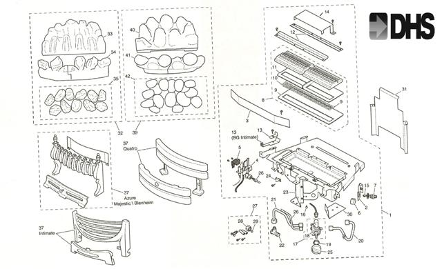 Exploded Diagram for BURNER TRAY/CASTINGS/CERAMICS