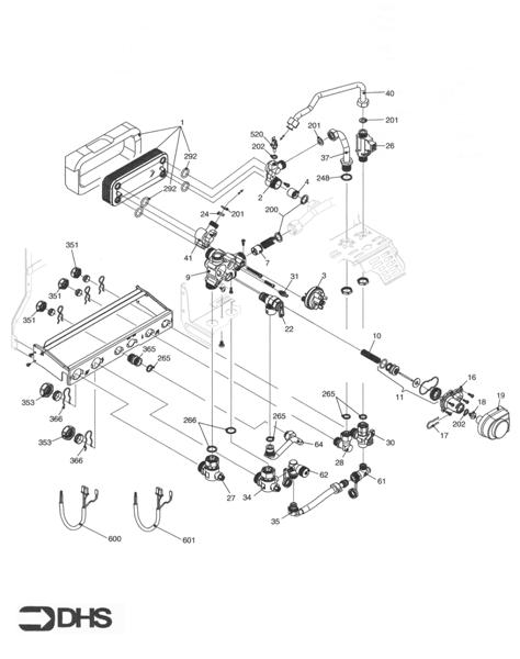 Exploded Diagram for HEAT EXCHANGER & PIPEWORK ASSY
