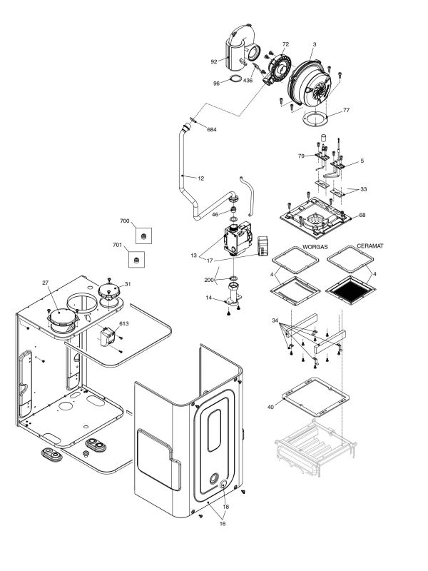 Exploded Diagram for BURNER COMPONENTS/AIRBOX