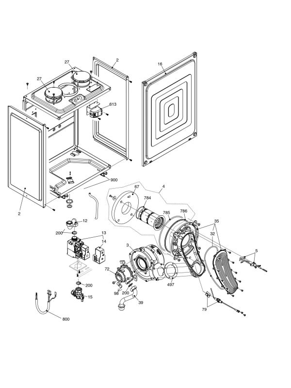 Exploded Diagram for BURNER COMPONENTS/AIRBOX