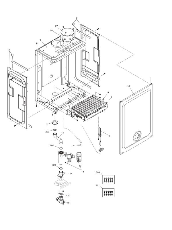 Exploded Diagram for BURNER COMPONENTS/AIRBOX