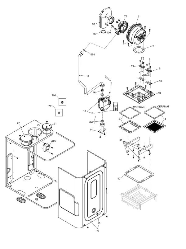 Exploded Diagram for BURNER COMPONENTS/AIRBOX